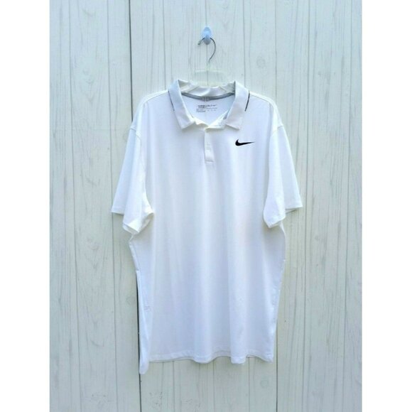 2XL NIKE Golf Icon Solid Polo T-shirt WHITE BLACK SPORT 833071-100 - Picture 1 of 7